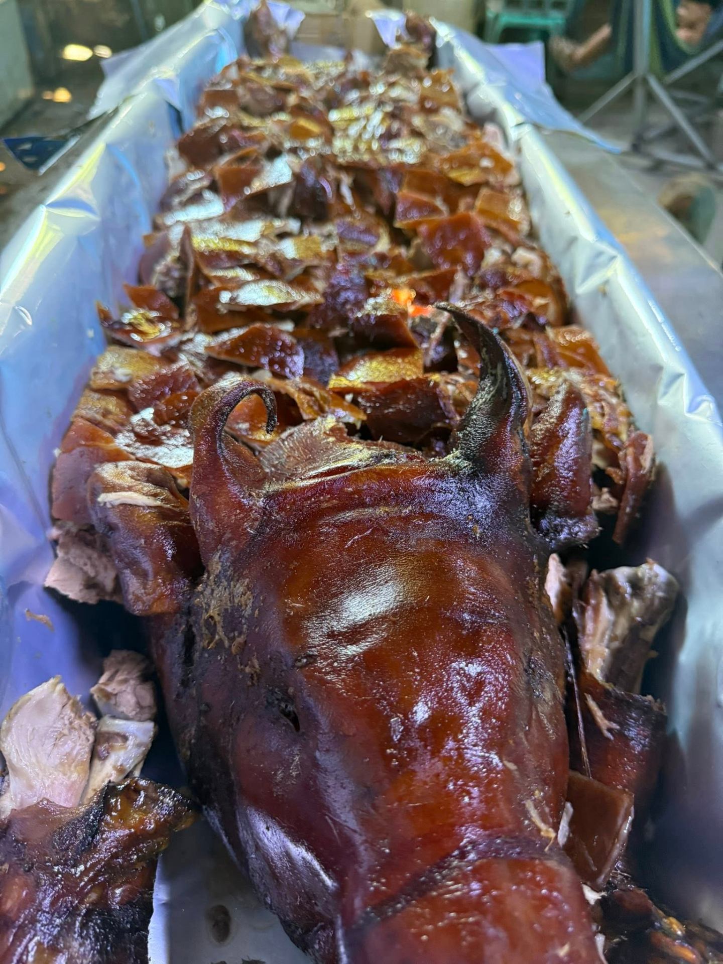 Traditional Kapampangan lechon close-up